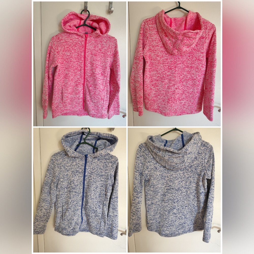 3/$30💜Joe Fresh Girls activewear fleece hoodie Blue/Pink Size XL NWOT